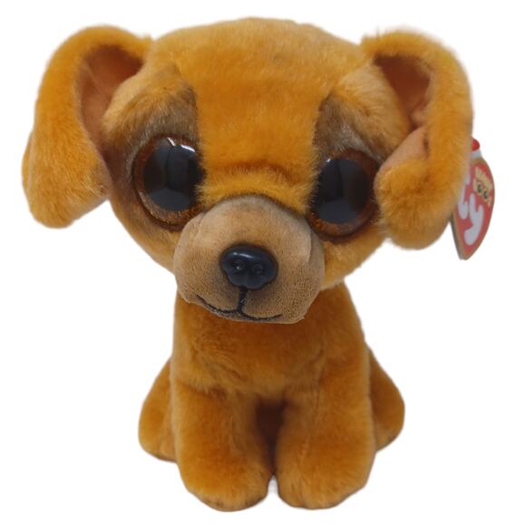 Ty ZuZu Puppy Dog Beanie‎ Boo Gold Glitter Eyes Stuffed Animal Plush Toy 7" - Picture 1 of 9